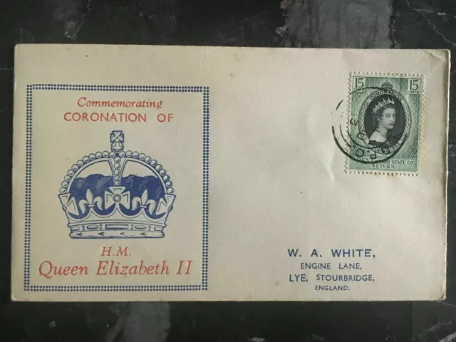 1953 Aden Seiyun Coronation England FDC first day cover QE2 Queen Elizabeth II