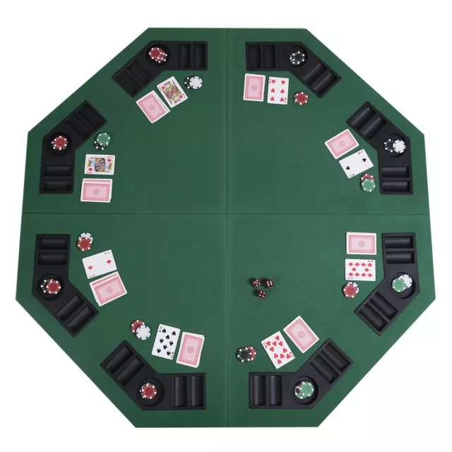 48" Green Octagon 8 Player Four Fold Folding Poker Table Top & Carrying Case
