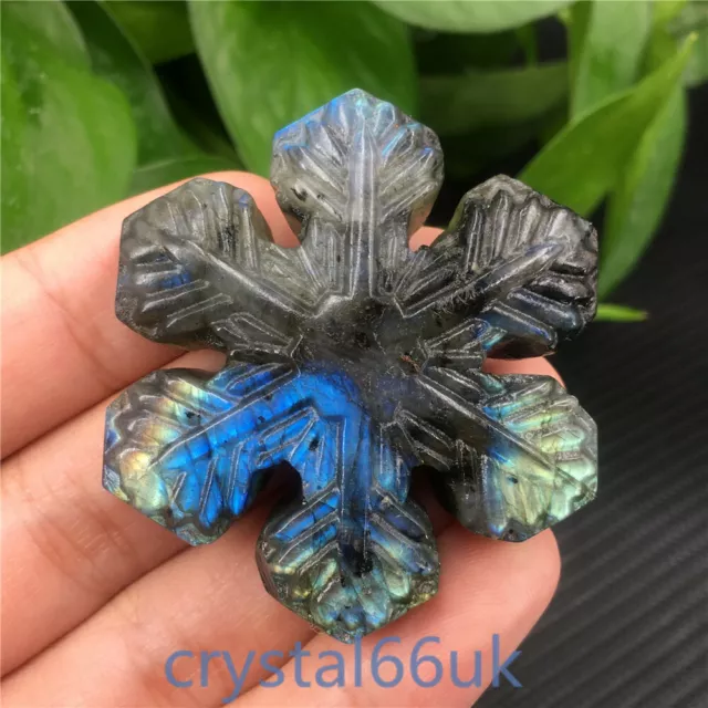 Natural Labradorite snowflake Pendant Carved Quartz Crystal Skull Gift 1pc