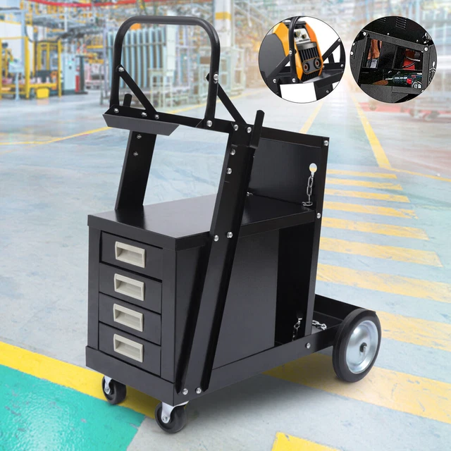 Welding Welder Cart Plasma Cutter Tank Storage Cabinet MIG TIG ARC W/4 Drawer