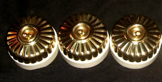 Vintage Brass And Ceramic Electric Switch button Cup Cake Ome Way Set of 3 Dacor