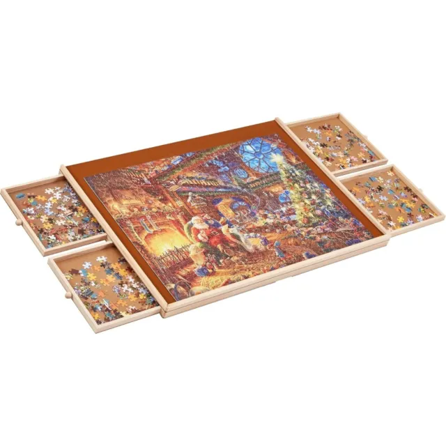 AYCXTZ 2000 Piece Wooden Puzzle Table can be rotated with 6 Drawers and  Cover