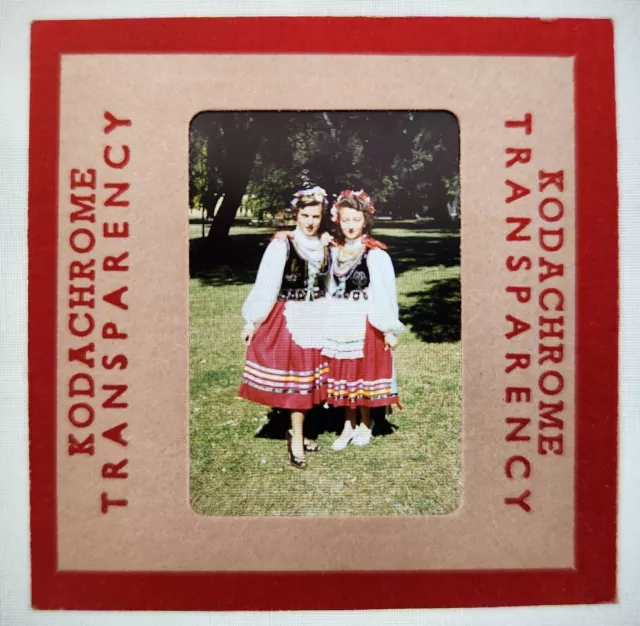 'Young Women In Dirndl Costume' 1950's KODACHROME 35MM VINTAGE SLIDE