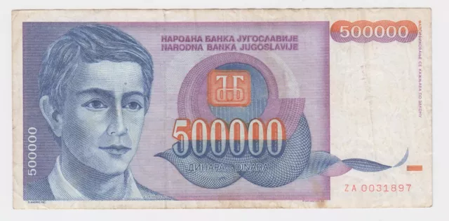 Yugoslavia Serbia banknotes - 500000 Dinara 1993 Replacement  Prefix ZA !