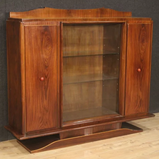 Vetrina libreria stile Art Deco espositore mobile credenza legno 900 XX secolo