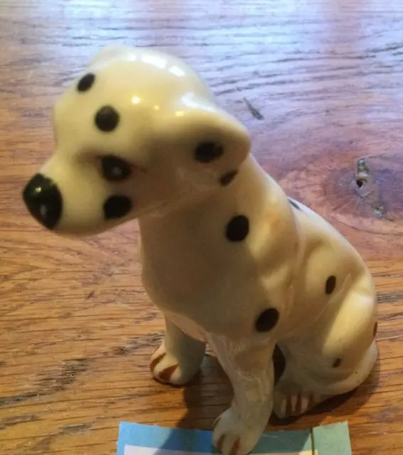 Vintage Gloss finish Porcelain Dalmatian  Dog  Ornament 7.5 Cm Tall