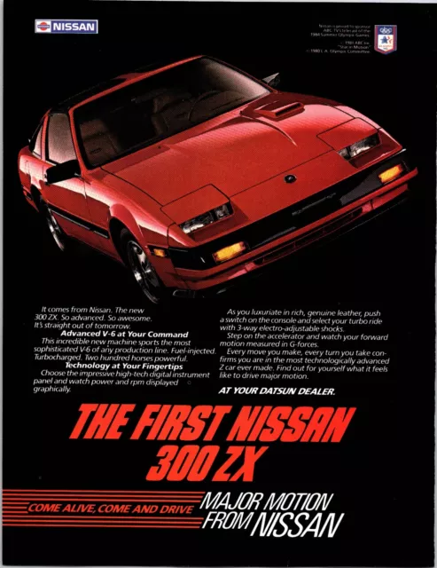 1984 Nissan 300 ZX Come Alive and Drive Vintage Print Ad Red Sports Car