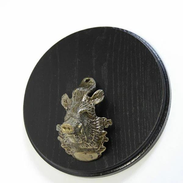 Placa de Jabalí Tablero Keiler Gewaffbrett Oscuro AF17cm Con Cabeza Ornamento