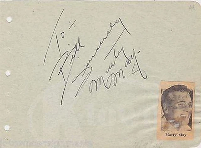 Marty May Early Stage Actor Vintage Autograph Signature 1937