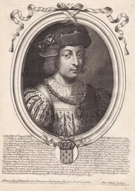 Portrait XVIIe Philippe Le Long Roi De France De Navarre Philippe II Capétiens