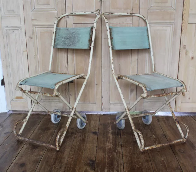 One Industrial Metal Chair Folding Antique Vintage Chairs Retro