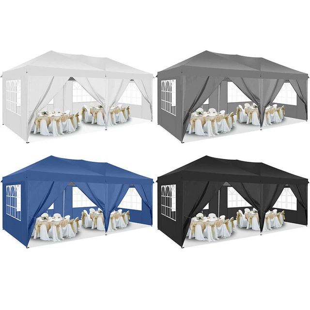 Pavillon 3x6m Partyzelt Festzelt Gartenzelt UV-Schutz 6 Seitenteile wasserdicht