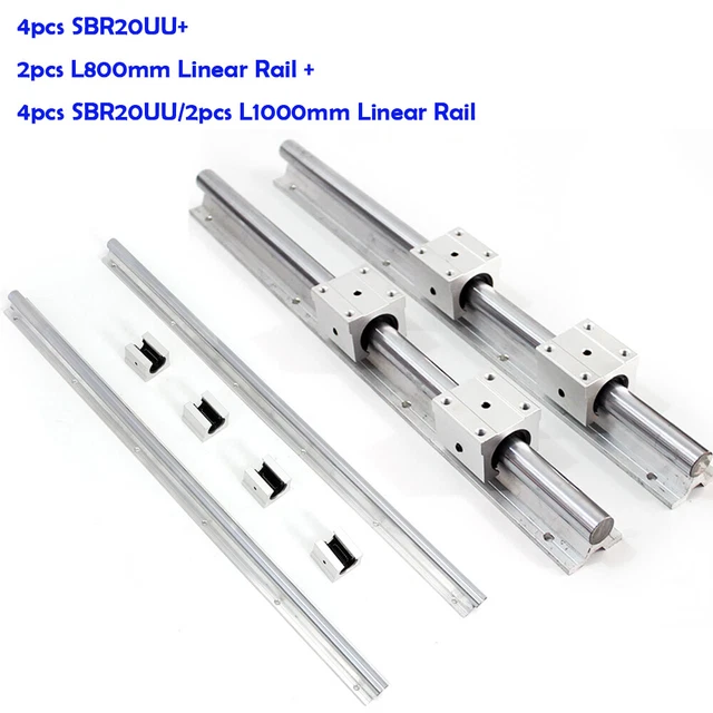CNCYEAH 2 stuks lineaire geleiding SBR20-800 mm lineaire rail 4 stuks SBR20UU lagerblokken 4 stuks 20 mm aanslagbeveiligingsring voor 3D-printer en CNC-machine CNCYEAH 2 stuks lineaire geleiding SBR20-800 mm lineaire rail 4 stuks SBR20UU lagerblokken 4 stuks 20 mm aanslagbeveiligingsring voor 3D-printer en CNC-machine