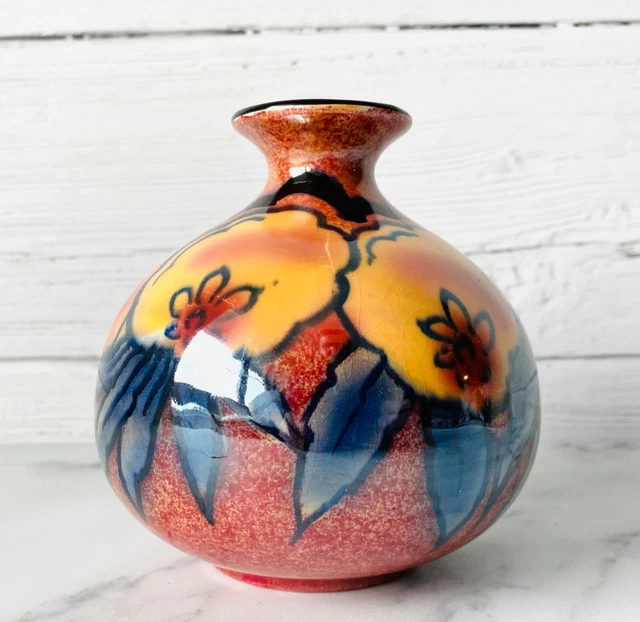 ANTIQUE/VINTAGE ART NOUVEAU Early 20th Century Pottery Vase Floral Hand