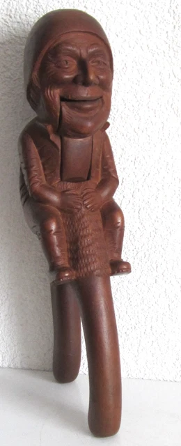 ART POPULAIRE CASSE Noisette Bois Sculpté Tête Grotesque D’homme Xix ART POPULAIRE CASSE Noisette Bois Sculpté Tête Grotesque D’homme Xix