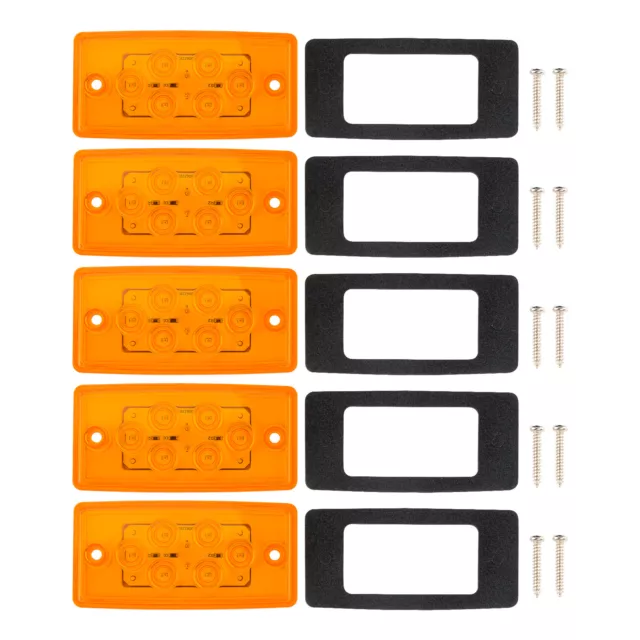 5pcs For Trailer Truck Cab Light 6LED Amber Top Roof Running Cab-Marker Lights