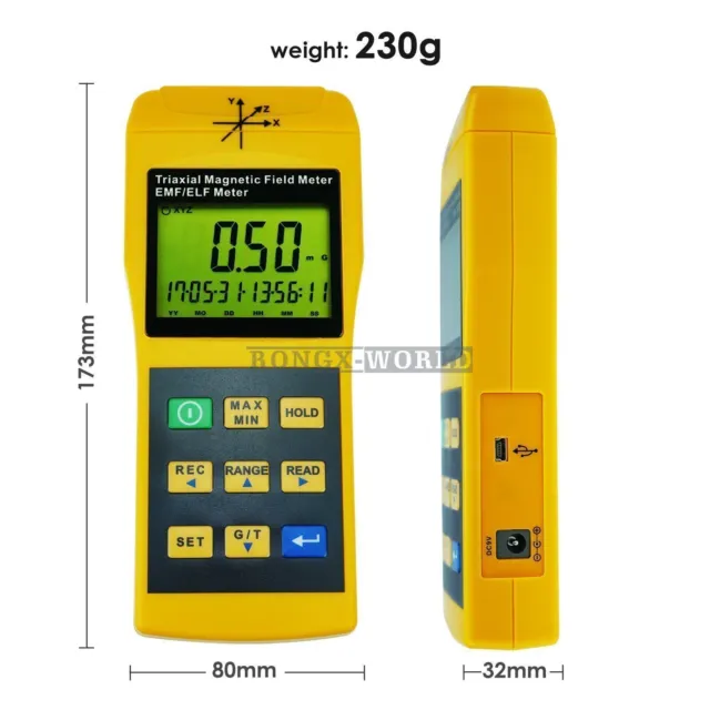 1PCS Tenmars TM-192D 3 EMF Meter Magnetic Field Meter Data Logger 30Hz #A6-14