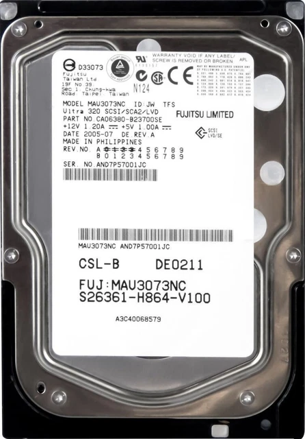 Fujitsu A3C40068579 S26361-H864-V100 73GB 15000U/Min SCSI U320 MAU3073NC 3.5''