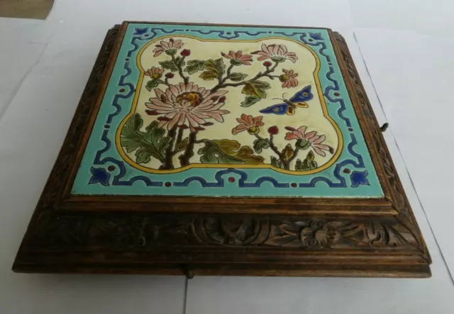 Dessous de plat Fleurs + boîte à Musique -28x28cm- Emaux de Longwy -Superbe