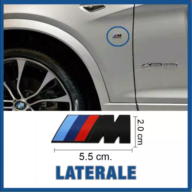 Stemma Laterale M Sport Per Bmw Compatibile 55X20 Nero Opaco Abs Logo Fregio
