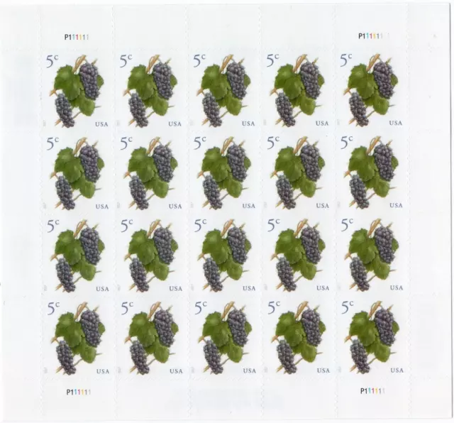 Scott #5177 Pinot Noir Grapes Complete Sheet 20 Stamps - MNH