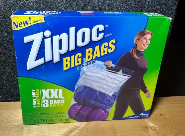 3 PACK - BIG 20 gallon JUMBO ZIPLOC XXL Clear Plastic BAG Large  storage ziplock