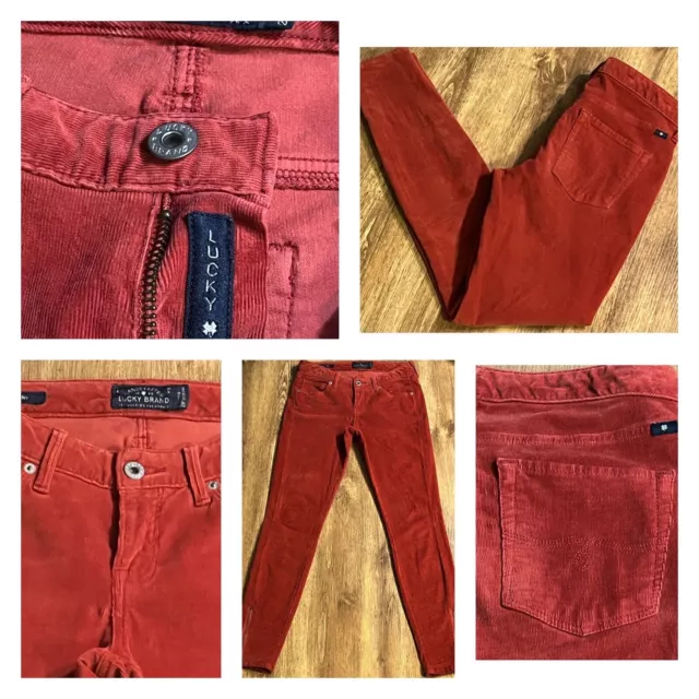 Lucky Brand Lolita Skinny Red Ankle Zip Corduroy Pants | Size 28"W x 29"L