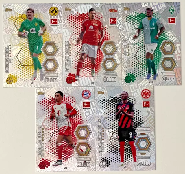 TOPPS MATCH ATTAX Bundesliga 2023/2024 Alle 5 Club 100 Karten