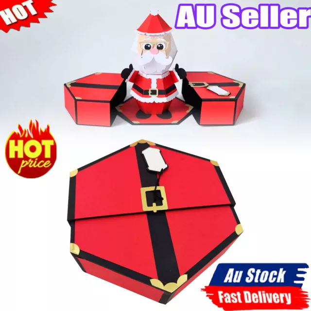 Merry Christmas 3D Santa Claus Prank Box Handmade Pop Up Xmas Card SK