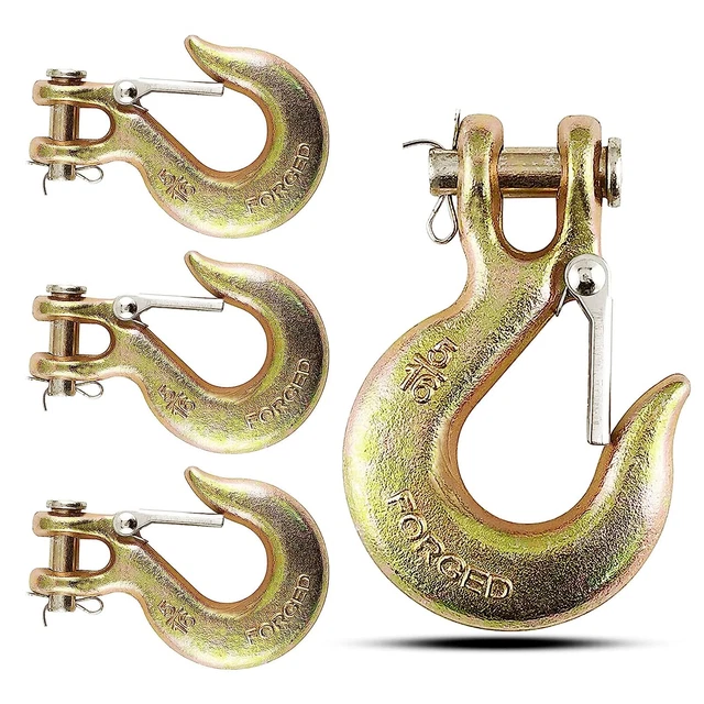 5/16Inch Clevis Slip Hook, 4Pack Heavy Duty Forged Steel Safety Hook with Safety