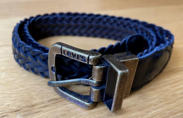 Levi's Belt Young Boys Braided Genuine Leather Size SM 22-24" 1" Width Brown