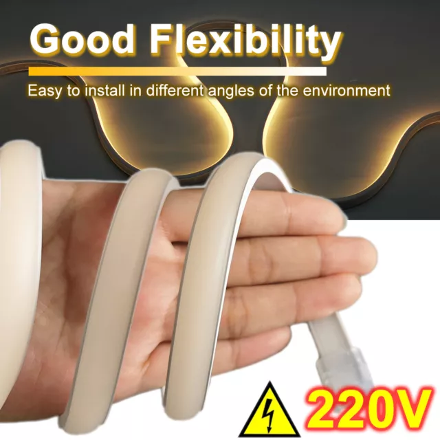 AC 220V 230V COB LED tira luz banda FOB 288 LEDs/m alta densidad impermeable