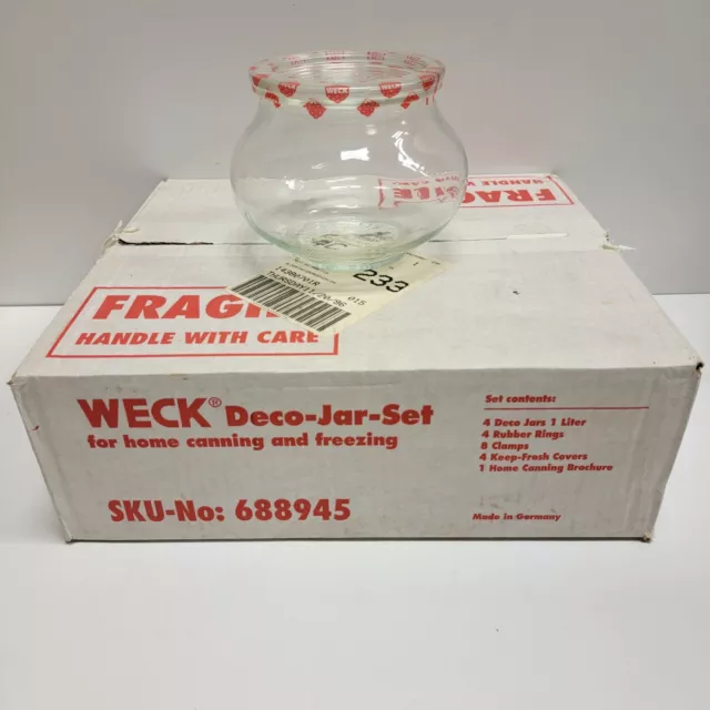 4 NEW in BOX! - Weck 1 Liter Deco Glass Jars Rundrand-Glas 100 Germany QUALITY!