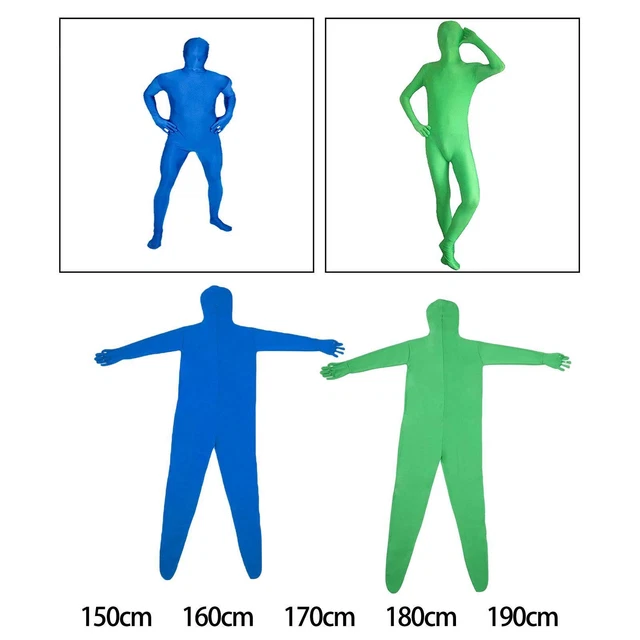 Traje corporal de pantalla verde poliéster para video efecto invisible