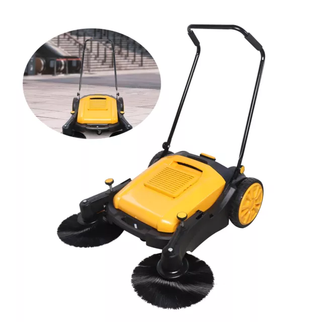 Walk-Behind Pavement Street Sweeping 55L 41"Hand Push Sweeper Floor Cleaner Tool