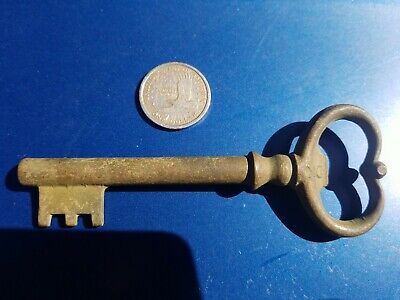 Antique French Brass Key  - Old Solid Brass Skeleton Key!