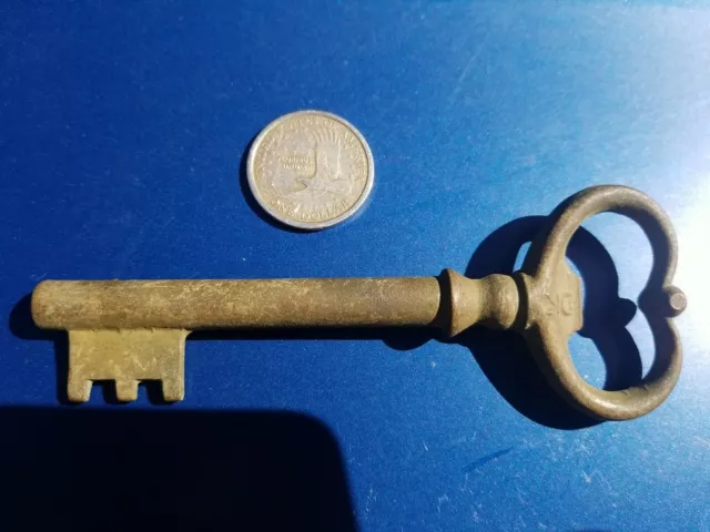 Antique French Brass Key  - Old Solid Brass Skeleton Key!