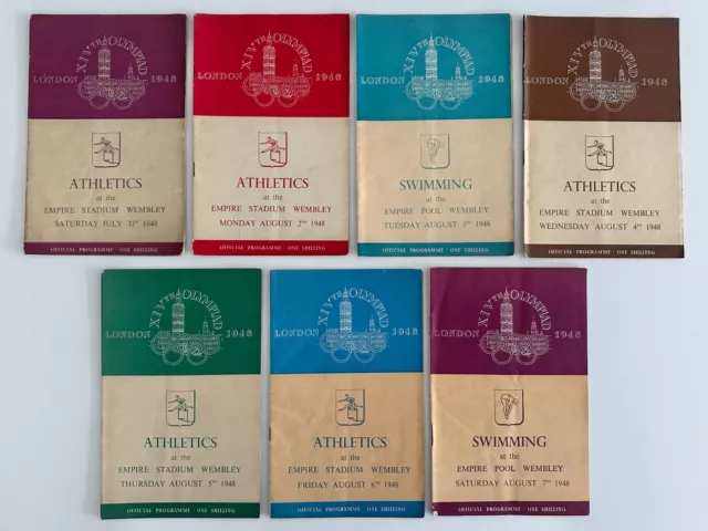 1948 OLYMPICS LONDON - 7x Event Programmes - Athletics & Swimming