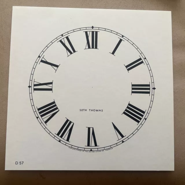 Vintage Lg Paper Metal Clock Face Seth Thomas D57