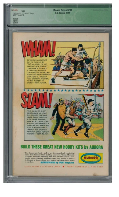 Doom Patrol #99 (1965) Key 1st Appearance Beast Boy CGC 5.0Q DW468 2