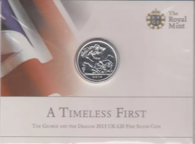 2013 Fine Silver A TIMELESS FIRST £20 Coin Brilliant Uncirculated  BUNC Pack