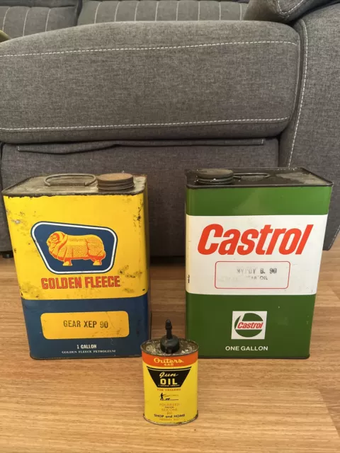 vintage petrol oil tins