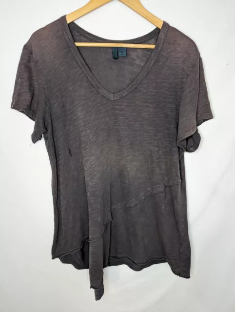 Anthropologie Left Of Center Grey Distressed Bleached Tshirt Size Medium