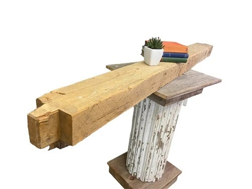 Reclaimed Barn Beam Wood Shelf, Architectural Salvage Fireplace Mantel C8