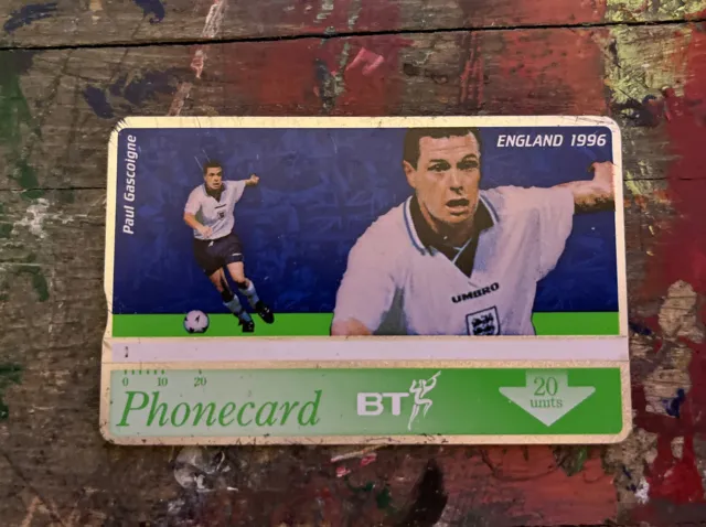 British Telecom Telefonkarte 20 Units England 1996 Paul Gascoigne Football Team