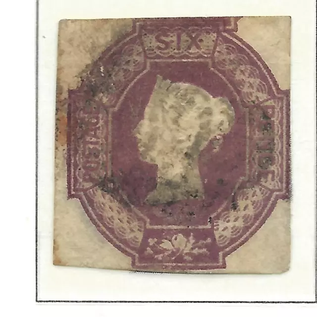 GB 1847-54 QV 6d Mauve Embossed CUT SQUARE*