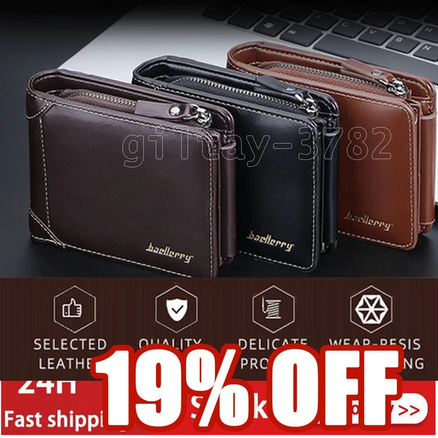 Mens RFID Blocking Leather Wallet Credit Card Holder Bifold Purse  Zip Wallets