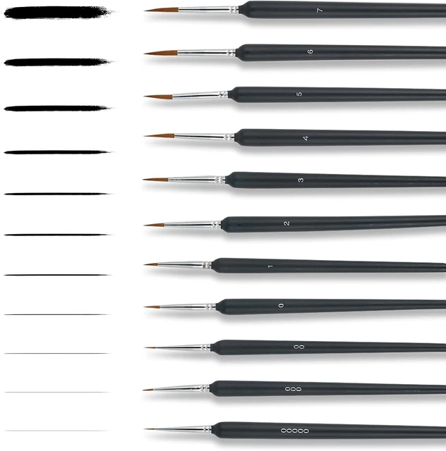 Set 5 Pennelli Sottili Per Pittura | Precisione Per Miniature E Ritocchi | Ideale Per Acrilico E Olio - Foto 9
