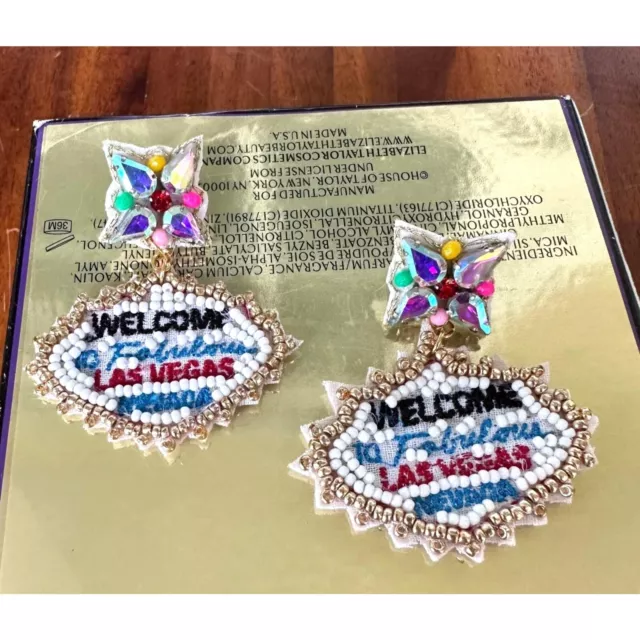Welcome to Fabulous Las Vegas Nevada Earrings Poker Gambler Black Jack Cards