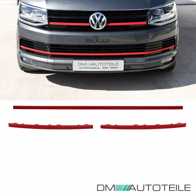 Kit Calandre+Moulure Pare-Chocs Dessous Noir Rouge pour Tous VW T6 2015-2019 2